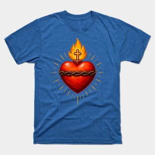 Sacred Heart of Jesus | Minimal Devotional Design | Catholic Mosaic T-Shirt